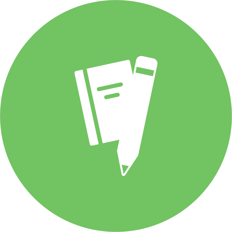 Icon mit Notizbuch und Stift