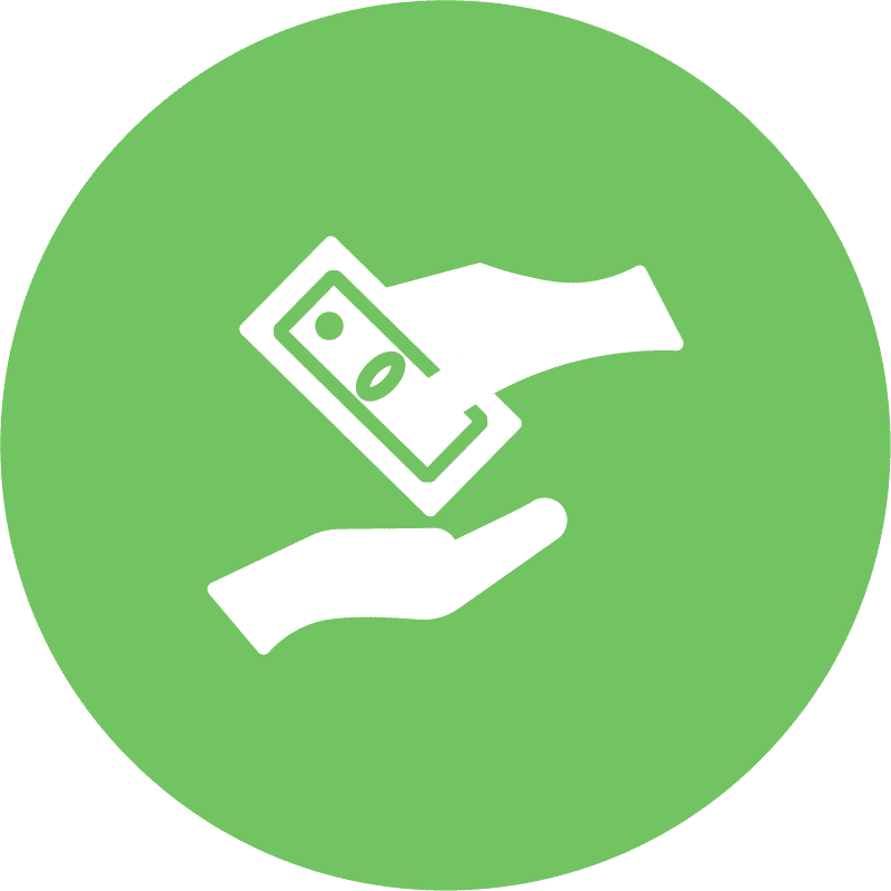 Icona forza finanziaria denaro bianco in cerchio verde